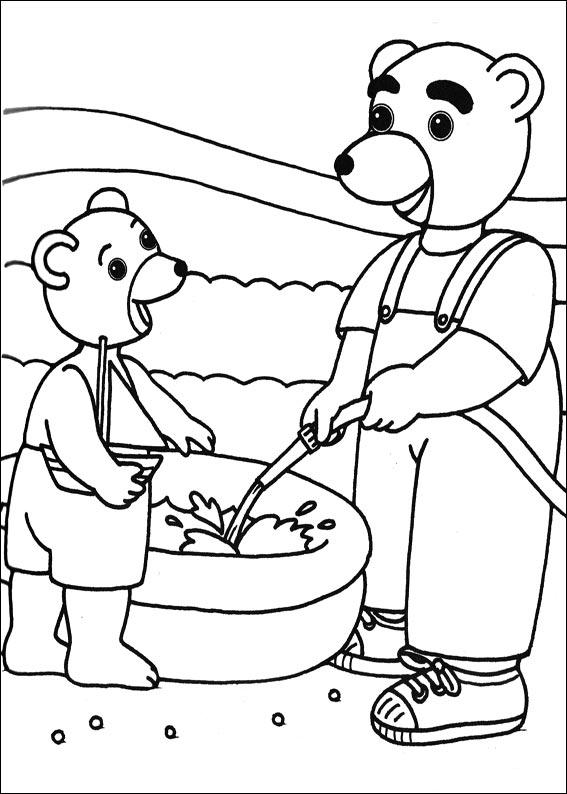 coloriage papa ours remplit la piscine de petit ours brun